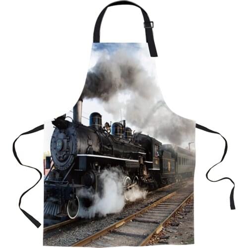 Train Steam Smoke Dark Railway Retro Apron Woman Adult Bibs Home Cooking Baking Coffee Shop Canvas Aprons Kitchen Accessory