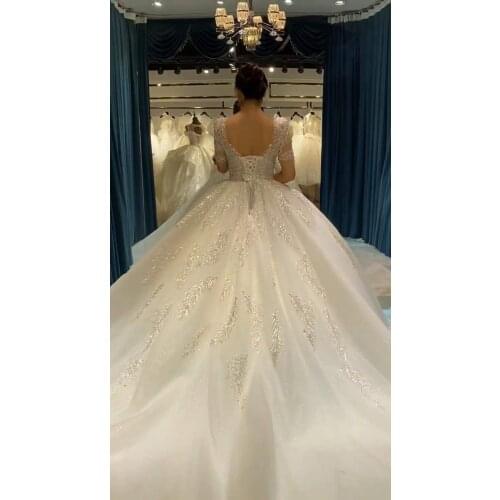 Big Luxury Train Wedding Dress 2021 New Off The Shoulder Princess Ball Gown Wedding Dress 1.5 Meter Train Vestido De Noiva