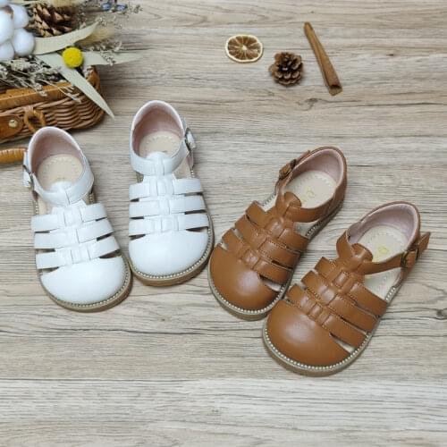 Dolakids Girl Sandal Soft Leather Shoes Princess Shoes 2021 Summer Baby Casual Beach Shoes Little Girl Soft Soles