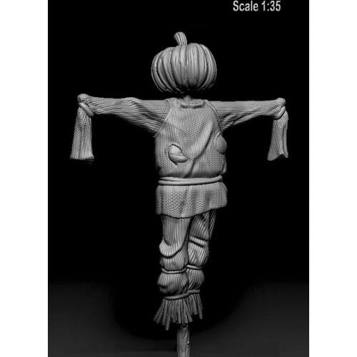 Assembly Unpainted Scale 1/35 Scarecrow with Pumpkin Head Historical toy Resin Model Miniature Kit