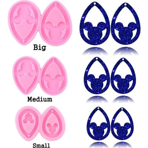 Super Glossy L/M/S Mouse Water Drop Shape Earrings Silicone Mold Epoxy Resin Keychain Molds Necklace Charms Making Jewelry Mould