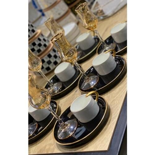 PERFECT WITH ITS WONDERFUL PATTERN Black 6-Piece Respiro Special Series Coffee Cup with Serving PlatFREE SHIPPING FREE SHIPPING