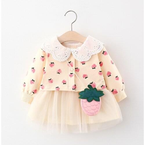 Spring fall newborn baby girl clothes outfits sets denim jacket + tutu dress suit for infant baby girl clothing babies coat sets