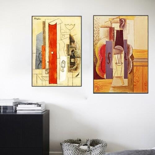 Picasso World Famous Abstract Guitar Canvas Painting Posters And Prints Wall Art Pictures For Living Room Bedroom Decor Artwork