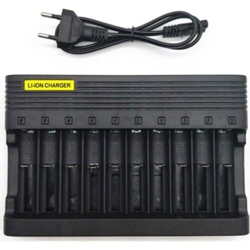 Battery Charger 18650 10Slots Smart Charging 26650 14500 26500 22650 26700 Li-Ion Rechargeable Battery Charger