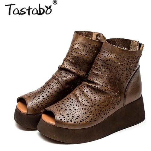 Women Boots Summer Shoes 2021 Open PeepToe Platform Heel New Black Chunky Heel Sandals Boots Ladies Autumn Breathable