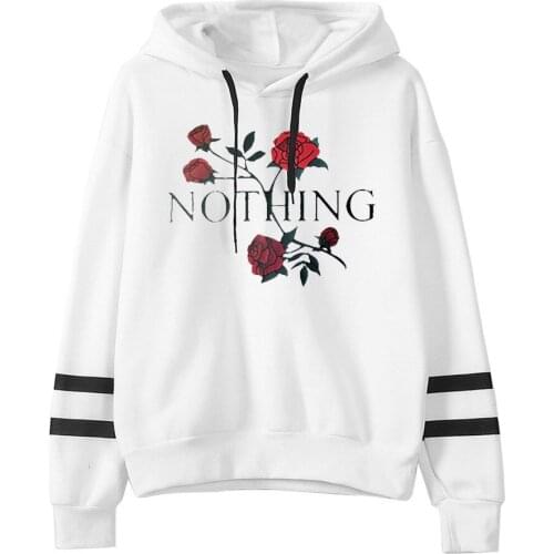 [EL BARCO] Winter Cotton Floral Sweet Hoodies Sweatshirt Women Casual Long Sleeve White Grey Slim Pullover Coats Soft Hooded Top