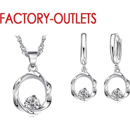 925 Sterling Silver Bridal Jewelry Sets Classic Round CZ Cubic Zirconia Women Girls Engagement Anniversary Wholesale