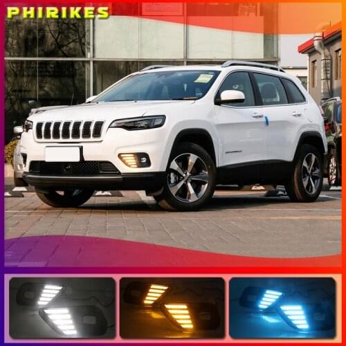 1Set LED Daytime Running Light For Jeep Cherokee 2019 2020 Car Accessories Waterproof ABS 12V DRL Fog Lamp Decoration