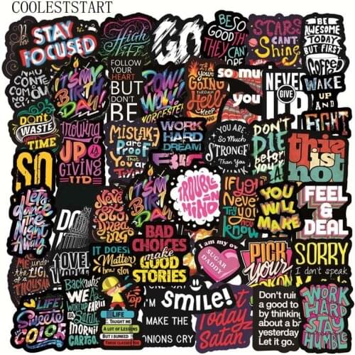 10/50Pcs/SetInspirational English Letters Stickers For Laptop Luggage Motorcycle Phone Skateboard Toys Car Diary Pegatinas