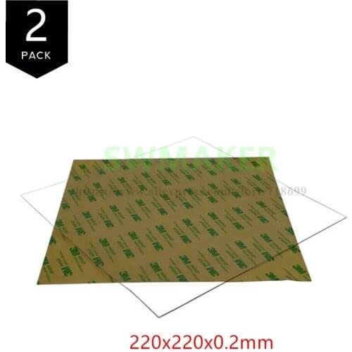 2pcs 3D Printer Build Surface Polyetherimide PEI sheet 220*220mm 0.2mm for Reprap prusa i3/Anet/wanhao 3D printer