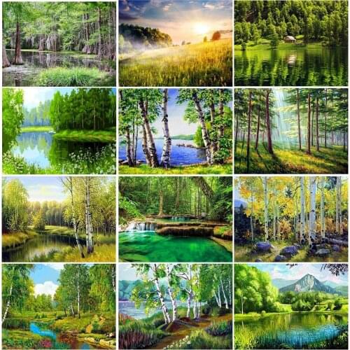 DIY Diamond Painting Forest Full Square Cross Stitch 5D Diamond Embroidery Landscape Tree Set Picture Mosaic Rhinestones Decor