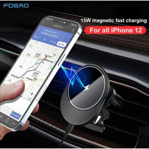 15W Fast Magnetic Car Wireless Charger For iPhone 12 Mini Pro Max Wireless Charging Car Phone Holder Built In Strong Magnetic