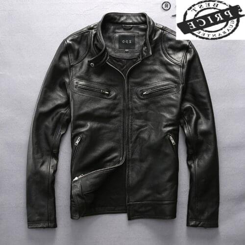AXL Plus Size Natural Genuine Leather Jacket Men Motorcycle Streetwear 100% Real Cow Leather Coat Male Winter Coats Cloth