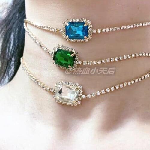 Blingibng Crystal Multi-Color Crystal Stone Hand-Made Gold Flash Diamond Necklace