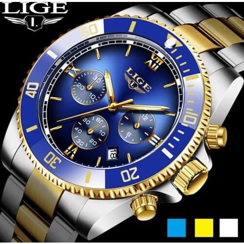 2020 LIGE New Fashion Mens Watches Top Brand Luxury All Steel Sport Watch For Men Waterproof Quartz Clock Relogio Masculino+Box