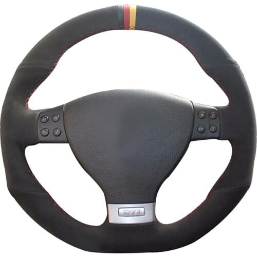 Black Suede Black Red Yellow Marker Car Steering Wheel Cover for Volkswagen Golf 5 Mk5 GTI VW Golf 5 R32 Passat R GT 2005