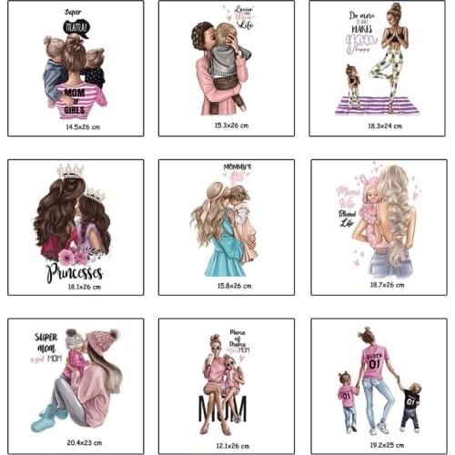 Mothers Day Printing Heat Transfer Patch Sticker DIY for Coat Jacket Sweater Jeans Backpack Clothing Decoration Applique