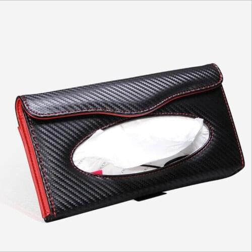 Car Tissue Holder, Sun Visor Napkin Holder, Car Visor Tissue Holder, Carbon Fiber PU Leather Auto Accessories Car Styling