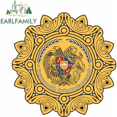 EARLFAMILY 13cm x 13cm for Armenia File Stamp Eagle Car Stickers Personality Waterproof Decal for Air Conditioner Refrigerator