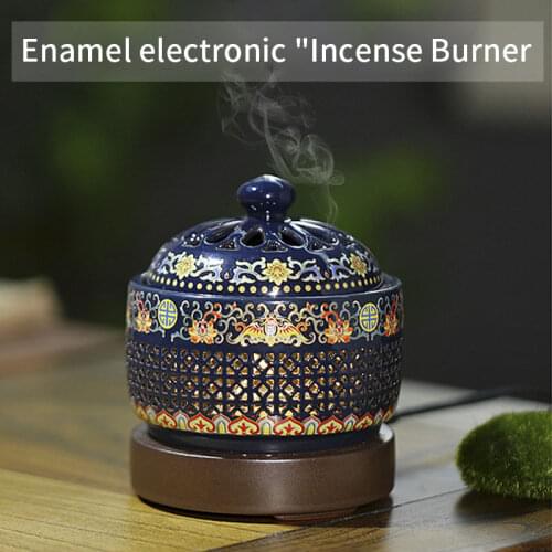 Arabic Electricity Enamel Ceramic Incense Burner with LED Light Essential Oil Aroma Burner With Timing Temperature Control Gift