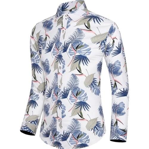 Spring New Fashion Printed Hawaiian Beach Shirt for Men Long Sleeve Aloha Shirts Casual Holiday Vacation Beach Blouse 6XL 7XL
