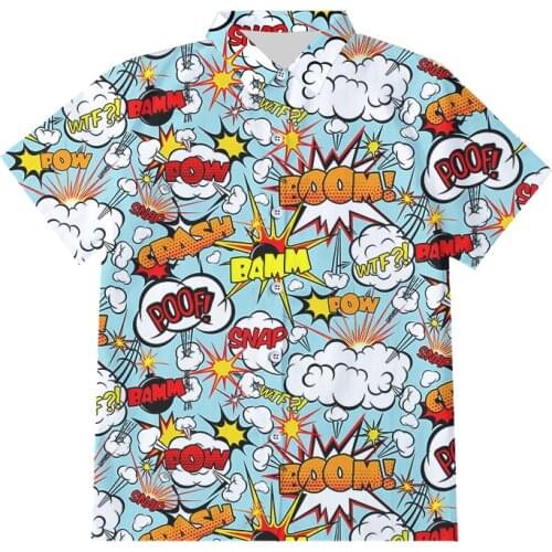 IFPD 3D Funny Print Button Shirts Hipster Casual Abstract Hoody Anime BOOM Graffiti Short Sleeve Harajuku Shirt Streetwear 6XL