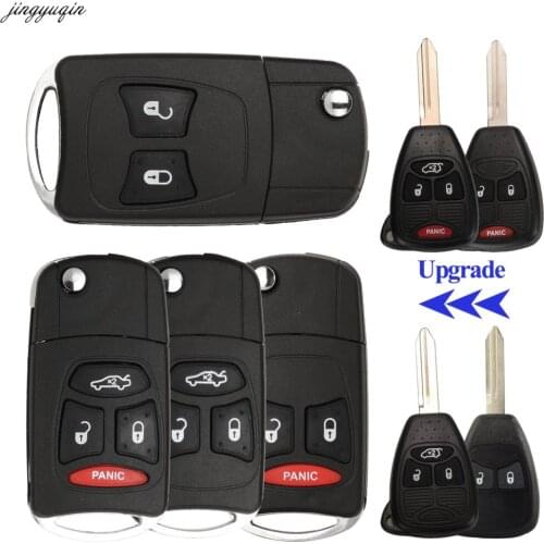 Jingyuqin 10X Remote Car Key Case Shell Modified For Chrysler Town Country Dodge Grand Caravan Jeep No Battery Holder 2/3/4 BTNS