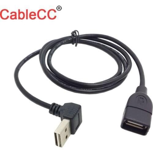 CableCC USB 2.0 Male to Female Reversible Design Up & Down Angled 90 Degree Extension Cable 1m