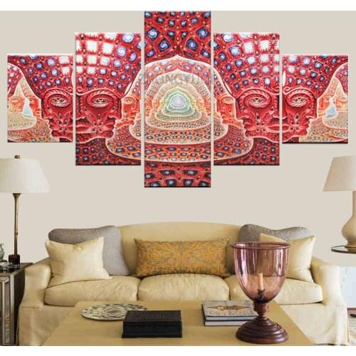 Canvas Painting Wall Art Modular HD Prints 5 Pieces Psychedelic Face Pictures Tool Alex Grey Metal Music Poster Home Decor Frame