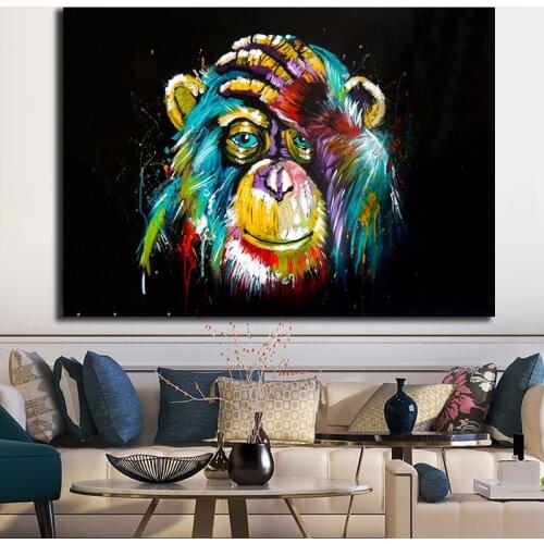 Graffiti Cute Monkey Canvas Painting Colorful Printed Poster and Prints Painting Wall Pictures For Living Room Home Decorations