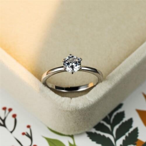 Cute Female Small Round Stone Ring Minimalist Silver Color Engagement Rings For Women Vintage Solitaire Zircon Wedding Rings