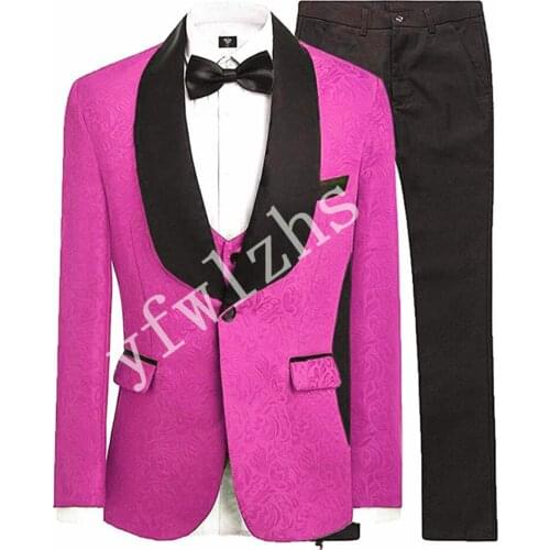 Handsome One Button Groomsmen Shawl Lapel Groom Tuxedos Wedding Dress Men Suits Blazer Prom Dinner (Jacket+Pants+Tie+Vest) A924