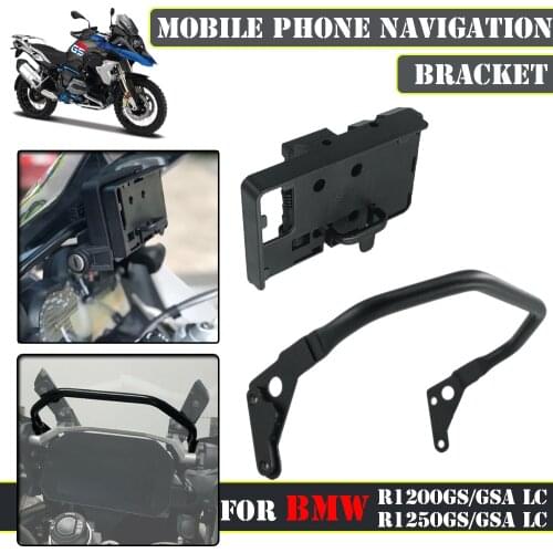 Motorcycle USB Charging 12MM Mount Set Carbon Fiber Aluminum Mobile Phone Navigation Bracket For R1200GS LC R 1200GS Adventure