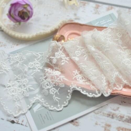 3-5Yards/Lot Wide 11cm Embroidered Lace Fabric Accessories Ivory White Cotton Embroidered Lace Clothing Accessories RS32964