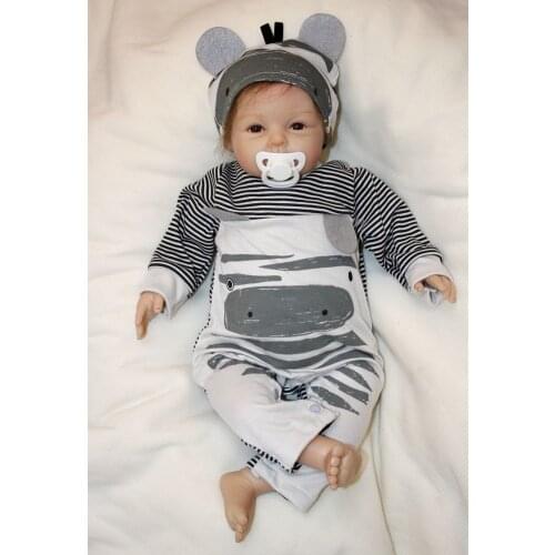 Cartoon Style 22 Inch Reborn Baby Doll Soft Silicone Touch Real Cosplay Gray Rat Boy with Rooted Mohair Baby Doll New Designed
