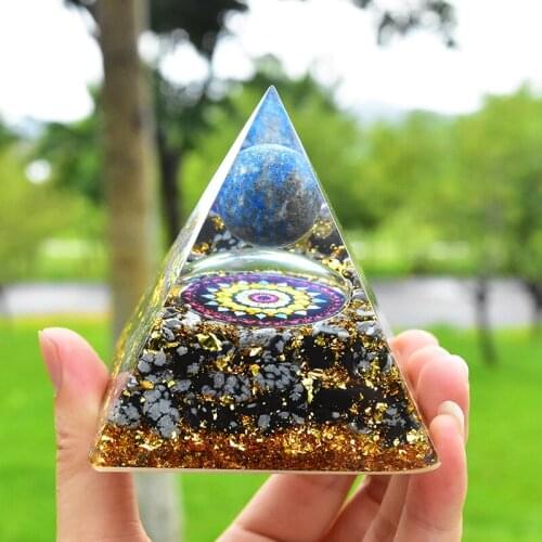 Lapis Lazuli Sphere Orgonite Pyramid Crystal And Stones Healing Wicca Home Decoration Fengshui Orgon Spiritual Energy Room Decor
