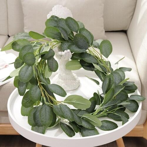 2M Money Leaf Green Plant Vine Artificial Eucalyptus For Home Decoration Flower Wall Plant Wall Wedding Party Supply Fake Plant