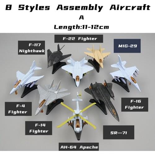 Mini Fighter Assembly Model Multiple Styles Military Aircraft Helicopter Bomb Carrier Model Toy