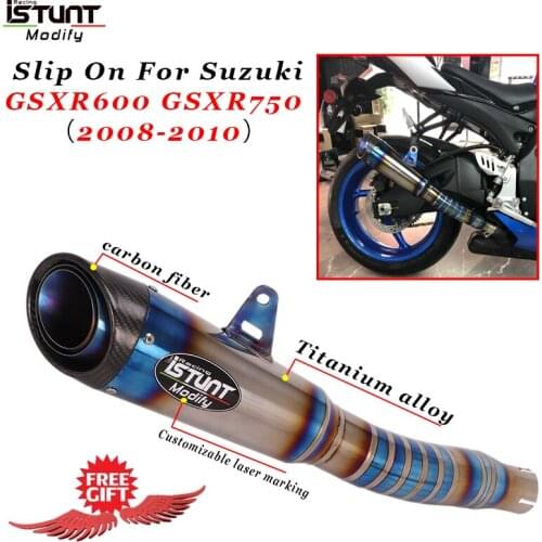 Motorcycle Modified Titanium alloy Exhaust System Middle Link Pipe Muffler Tube Slip On For Suzuki GSXR600 GSXR750 K8 K9 K10
