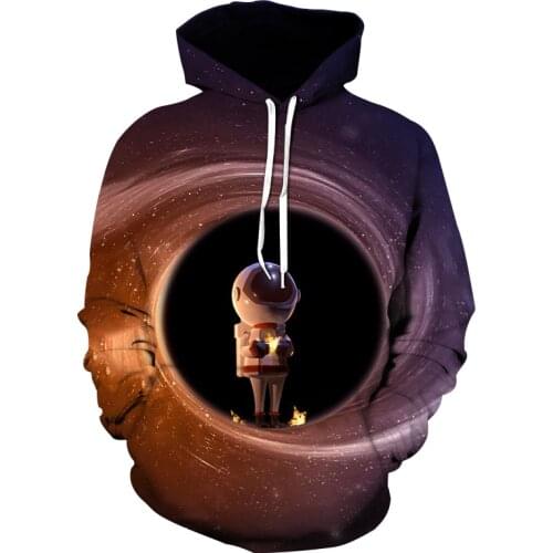 2021 New 3D Hoodie Mens Hoodie Astronaut Print Hoodie Sweatshirt Fashion Casual Wear Sportswear Mens/Ladies Jacket Fun Hood