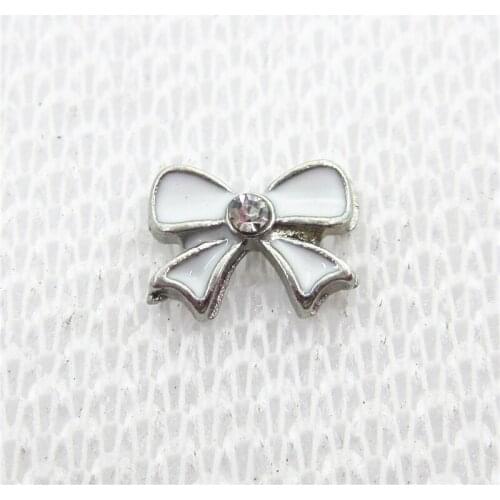 Wholesale 50pcs/lot Bow Tie Bowknot Floating Charms Living Glass Memory Floating Lockets DIY Jewelry Charms