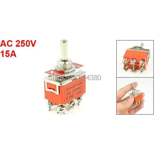 Panel Mount Toggle Switch DPDT 2P2T DP2T 2PDT ON/OFF Two 2 Position Lock 15A 250V AC Discount