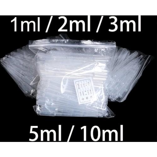 100pcs,Free Choose 1ml,2ml,3ml,5ml,10ml Brand New Plastic Microscale Pipette Transparent Dropper,Free Shipping