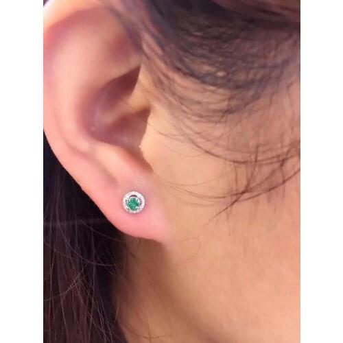 Attractive natural green emerald gemstone earrings S925 silver earrings women fashion earrings New year gift