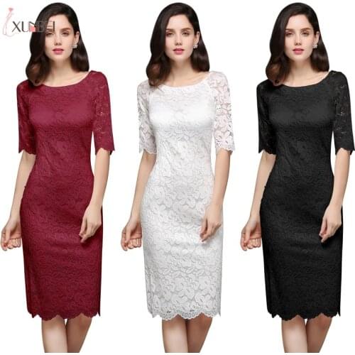 Robe De Soiree Mermaid Litter Black Dress Short Lace Evening Dresses Half Sleeves Mother of the Bride Dress Party Gown