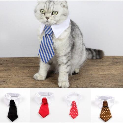 S/L Dog Cat Striped Bow Tie Animal Formal Bow Ties Collar Pet Adjustable Neck Tie White Collar Dog Necktie For Party Wedding