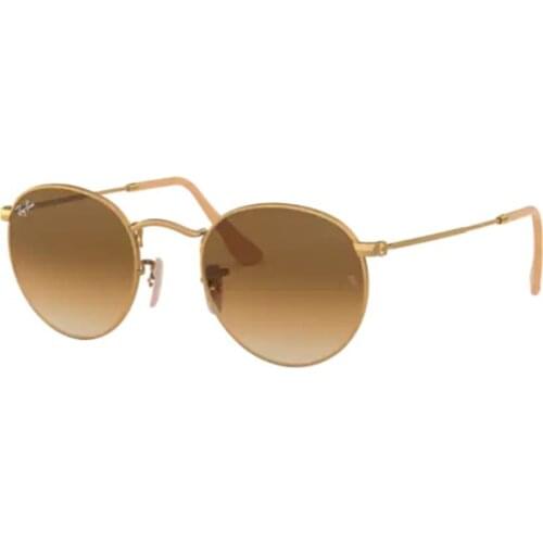 Rayban Round 3447 112/51 50 Sunglasses Gold Frame Clear Gradient Brown Lenses High Quality Vision Unisex Sunglasses 2021