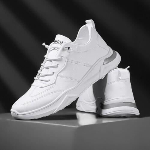 Sports running shoes mens breathable walking sneakers comfortable solid color white fashion casual sneakers