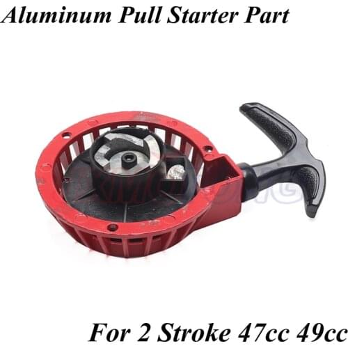Silver Aluminum Pull Start Recoil Starter Part For 2 Stroke 47cc 49cc Engine Pocket Bike Mini Moto Dirt Kids ATV Quad 4 Wheeler